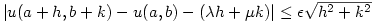 |u(a+h,b+k)-u(a,b)-(\lambda h + \mu k)|\le\epsilon \sqrt{h^2+k^2}