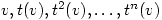 v,t(v),t^2 (v),\dots,t^n (v)