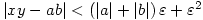 |xy-ab|<\left(|a|+|b|\right)\varepsilon+\varepsilon^2