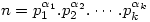 n=p_1^{\alpha_1}.p_2^{\alpha_2}.\cdots.p_k^{\alpha_k}