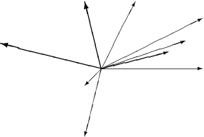\setlength{\unitlength}{1mm}
\begin{picture}(60,40)
\put(30,20){\vector(1,0){30}}
\put(30,20){\vector(4,1){20}}
\put(30,20){\vector(3,1){25}}
\put(30,20){\vector(2,1){30}}
\put(30,20){\vector(1,2){10}}
\thicklines
\put(30,20){\vector(-4,1){30}}
\put(30,20){\vector(-1,4){5}}
\thinlines
\put(30,20){\vector(-1,-1){5}}
\put(30,20){\vector(-1,-4){5}}
\end{picture} \setlength{\unitlength}{1mm}
\begin{picture}(60,40)
\put(30,20){\vector(1,0){30}}
\put(30,20){\vector(4,1){20}}
\put(30,20){\vector(3,1){25}}
\put(30,20){\vector(2,1){30}}
\put(30,20){\vector(1,2){10}}
\thicklines
\put(30,20){\vector(-4,1){30}}
\put(30,20){\vector(-1,4){5}}
\thinlines
\put(30,20){\vector(-1,-1){5}}
\put(30,20){\vector(-1,-4){5}}
\end{picture}