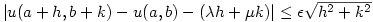 |u(a+h,b+k)-u(a,b)-(\lambda h + \mu k)|\le\epsilon \sqrt{h^2+k^2}