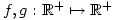 f,g:\mathbb{R^+}\mapsto \mathbb{R^+} f,g:\mathbb{R^+}\mapsto \mathbb{R^+}