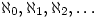 \aleph_0,\aleph_1,\aleph_2,\dots
