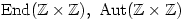 \text{End}(\mathbb{Z}\times \mathbb{Z}), \ \text{Aut}(\mathbb{Z}\times \mathbb{Z})