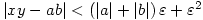 |xy-ab|<\left(|a|+|b|\right)\varepsilon+\varepsilon^2